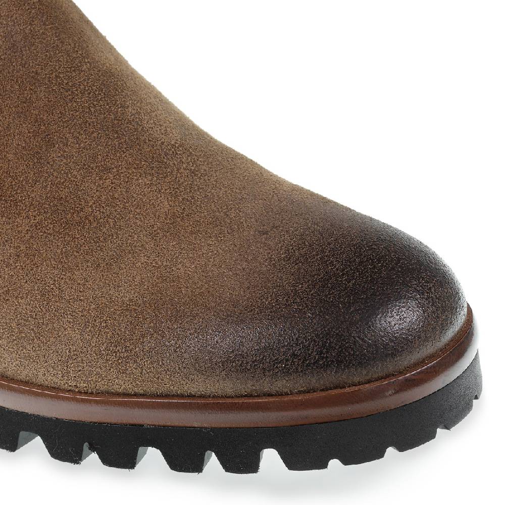 Lartigiano Del Cuoio Chelsea in camoscio marrone ingrassato e cashmere - Fratelli Borgioli Italia