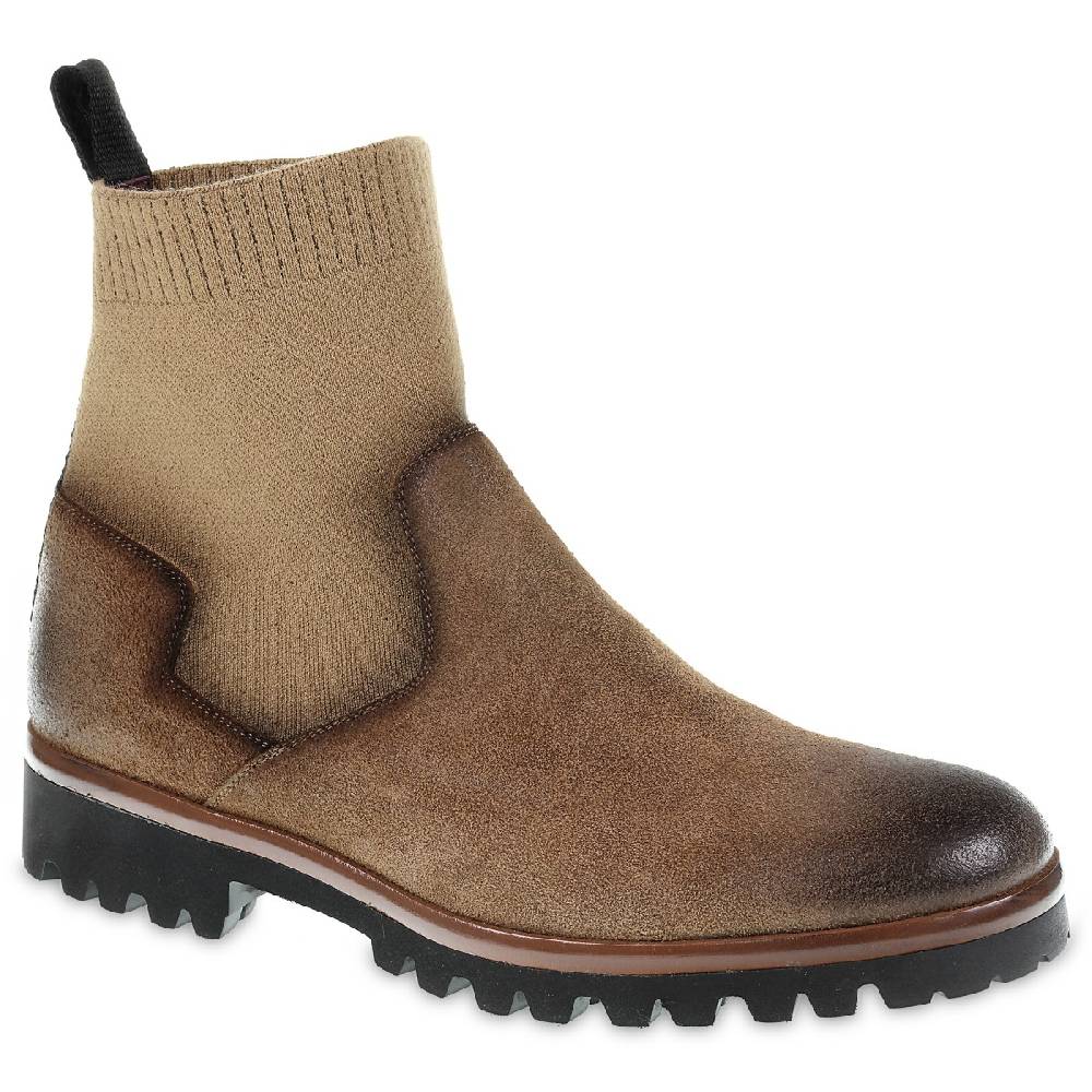 Lartigiano Del Cuoio Chelsea in camoscio marrone ingrassato e cashmere - Fratelli Borgioli Italia