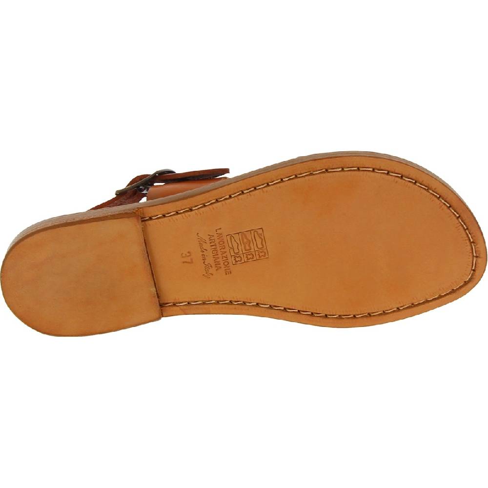 Lartigiano Del Cuoio Sandali francescani donna artigianali in pelle color cuoio In Linea