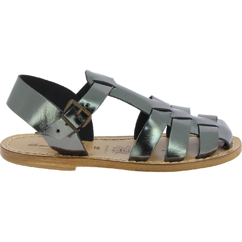 Lartigiano Del Cuoio Sandali da donna in pelle color titanio fatti a mano in Italia Qualità
