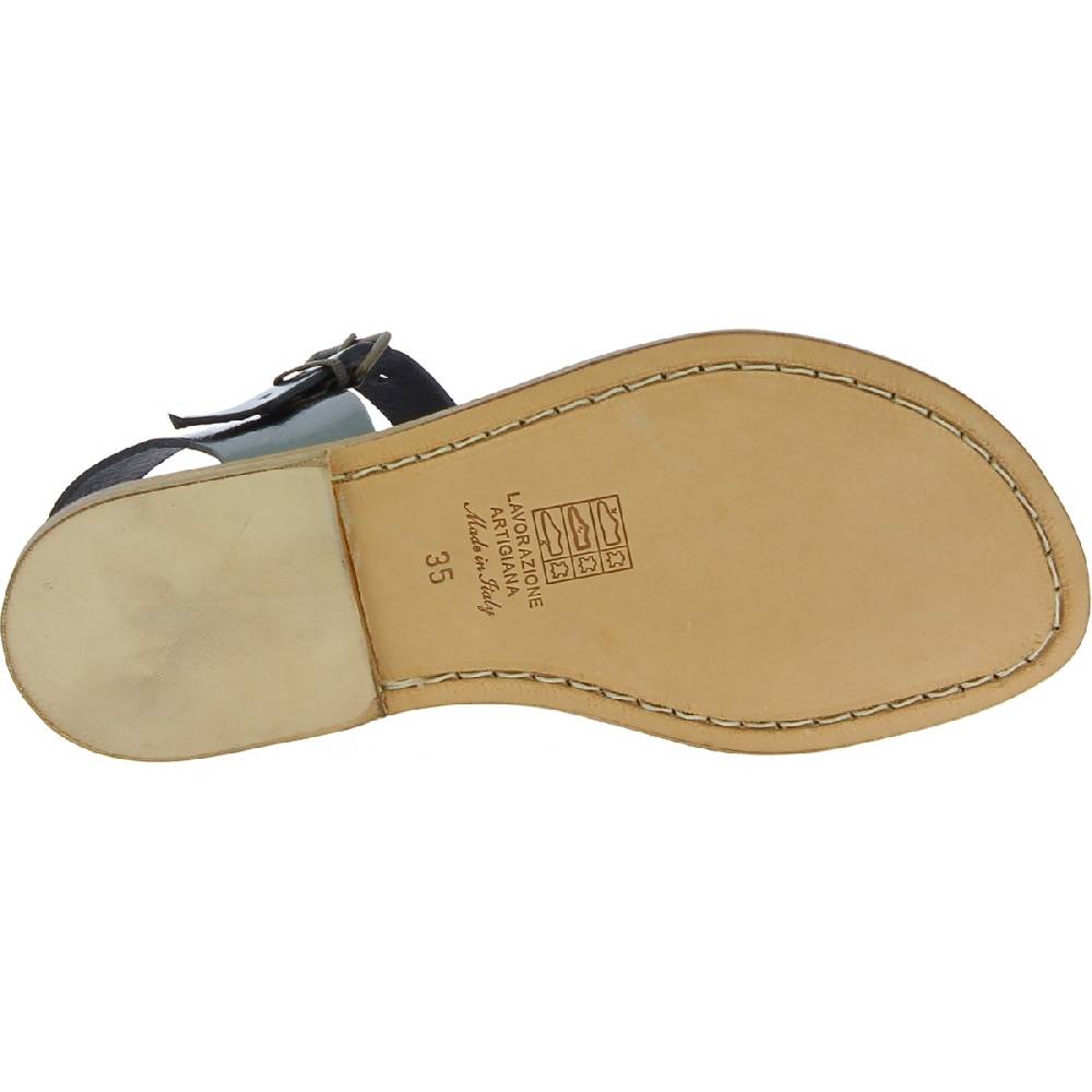 Lartigiano Del Cuoio Sandali da donna in pelle color titanio fatti a mano in Italia Qualità