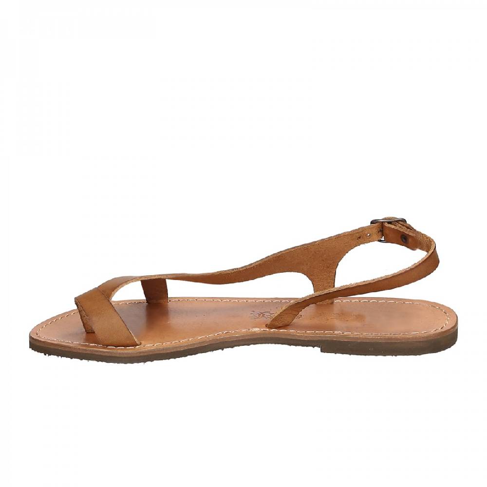 Lartigiano Del Cuoio Sandali infradito artigianali da donna in pelle color cuoio Vendita