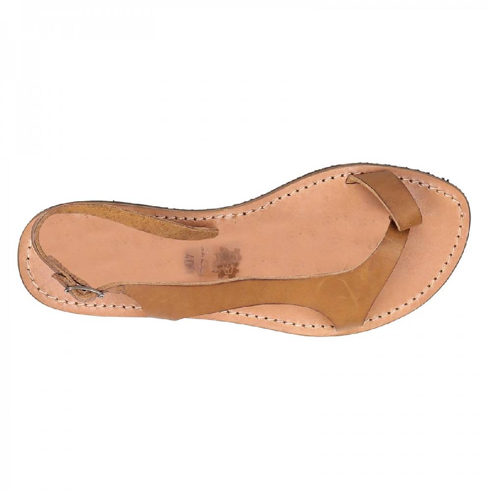 Lartigiano Del Cuoio Sandali infradito artigianali da donna in pelle color cuoio Vendita