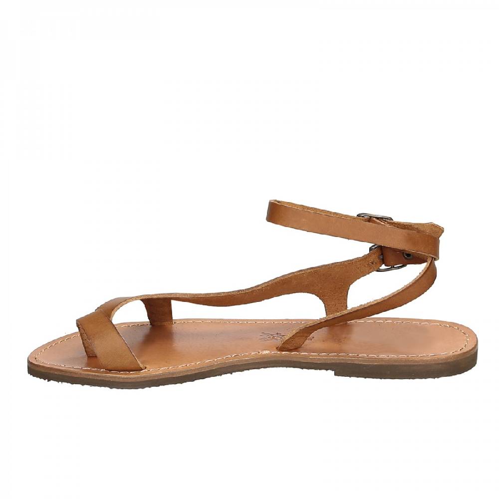 Lartigiano Del Cuoio Sandali infradito artigianali da donna in pelle color cuoio Vendita