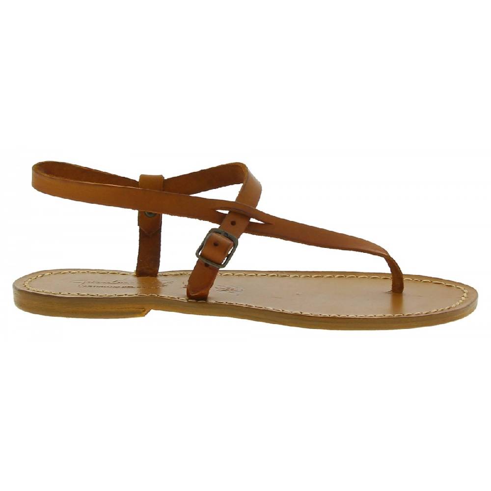 Lartigiano Del Cuoio Sandali infradito artigianali da donna in pelle color cuoio Qualità Garantita
