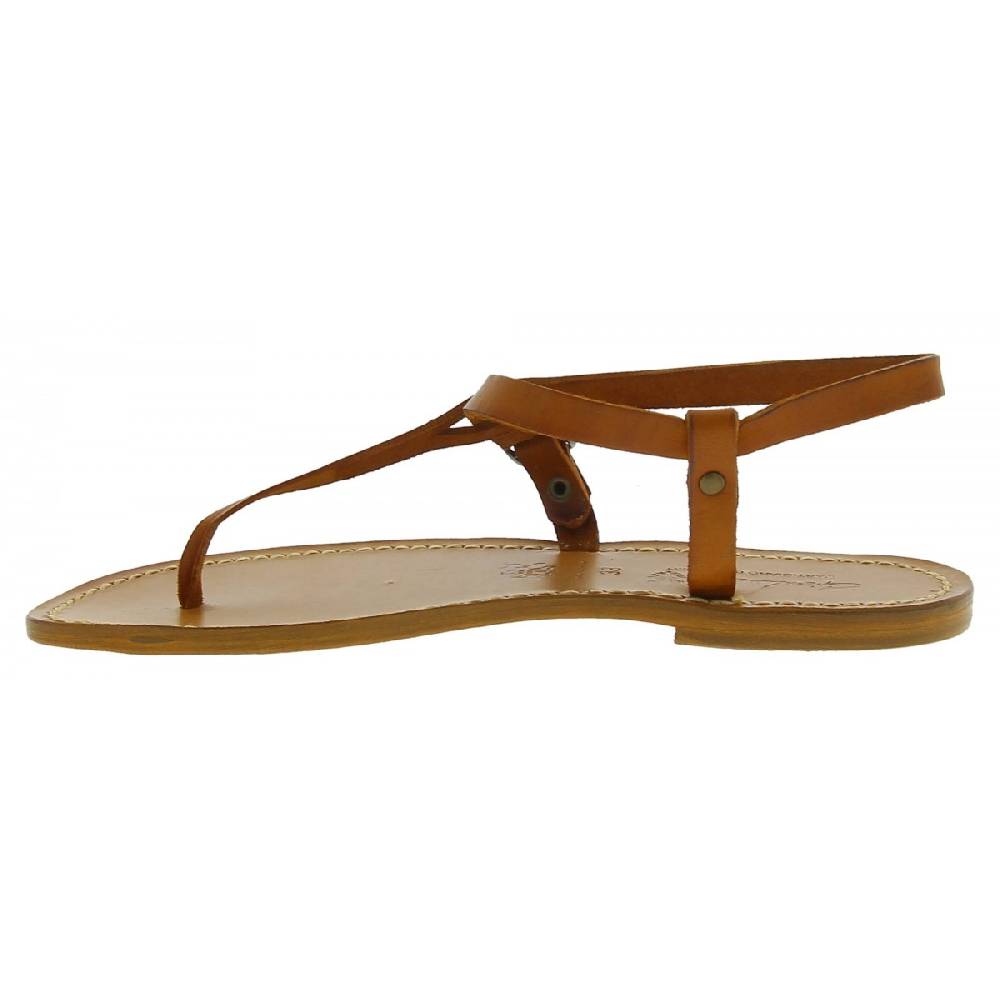Lartigiano Del Cuoio Sandali infradito artigianali da donna in pelle color cuoio Qualità Garantita