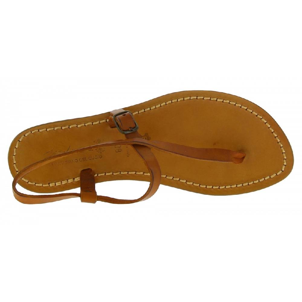 Lartigiano Del Cuoio Sandali infradito artigianali da donna in pelle color cuoio Qualità Garantita