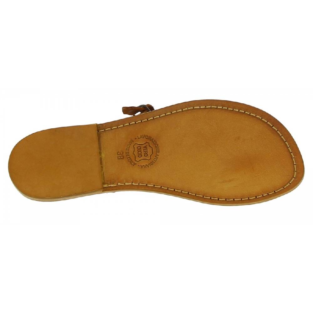 Lartigiano Del Cuoio Sandali infradito artigianali da donna in pelle color cuoio Qualità Garantita