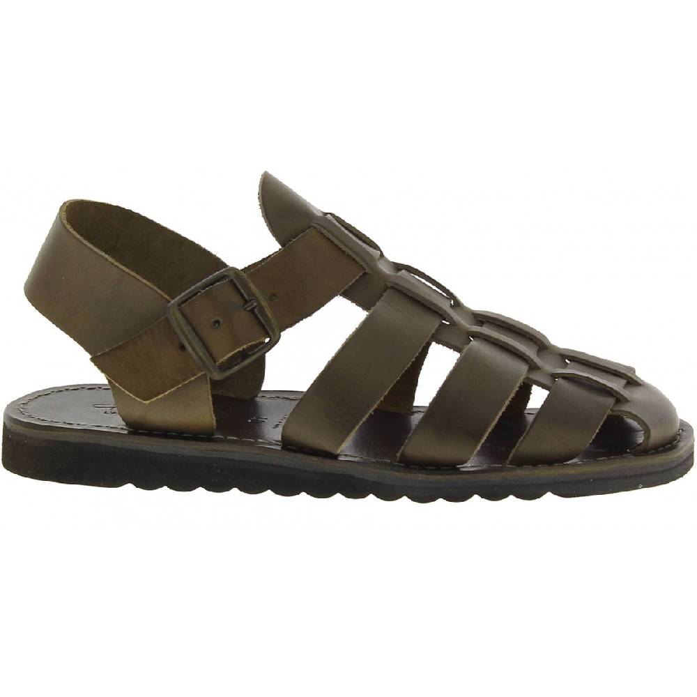Lartigiano Del Cuoio Sandali uomo fatti a mano in pelle color fango suola gomma spessa Sottocosto