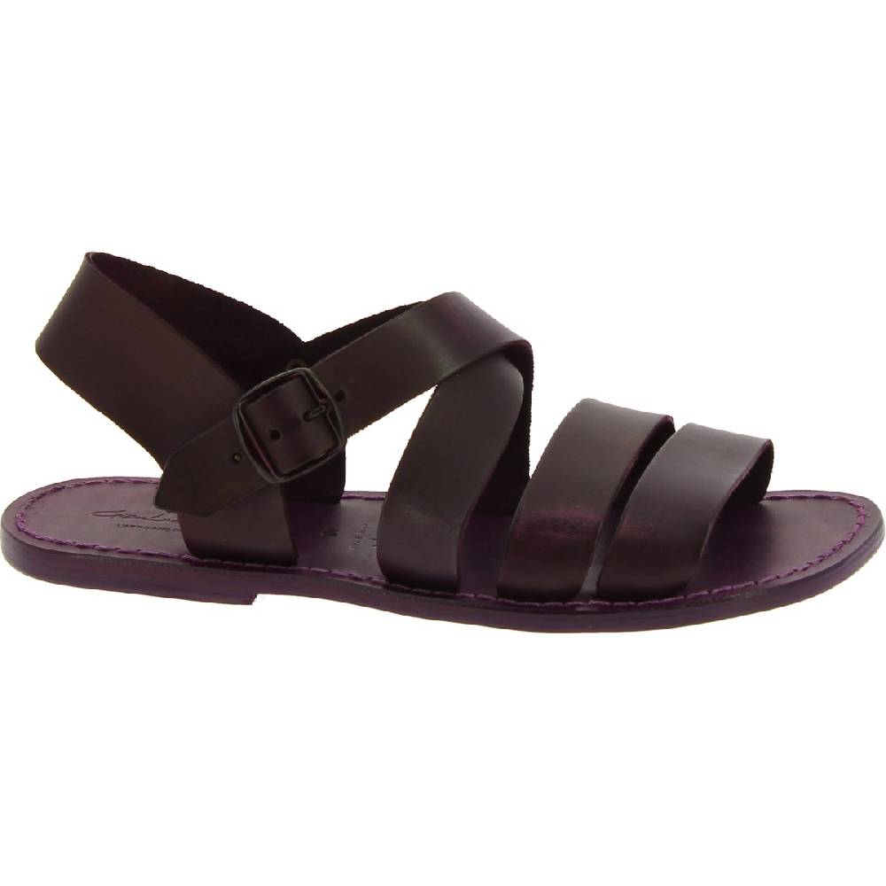 Lartigiano Del Cuoio Sandali uomo fatti a mano in pelle color prugna Outlet