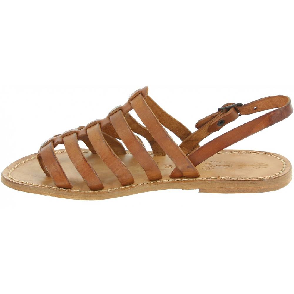 Lartigiano Del Cuoio Sandali infradito alla schiava in pelle color cuoio Vendita Calda