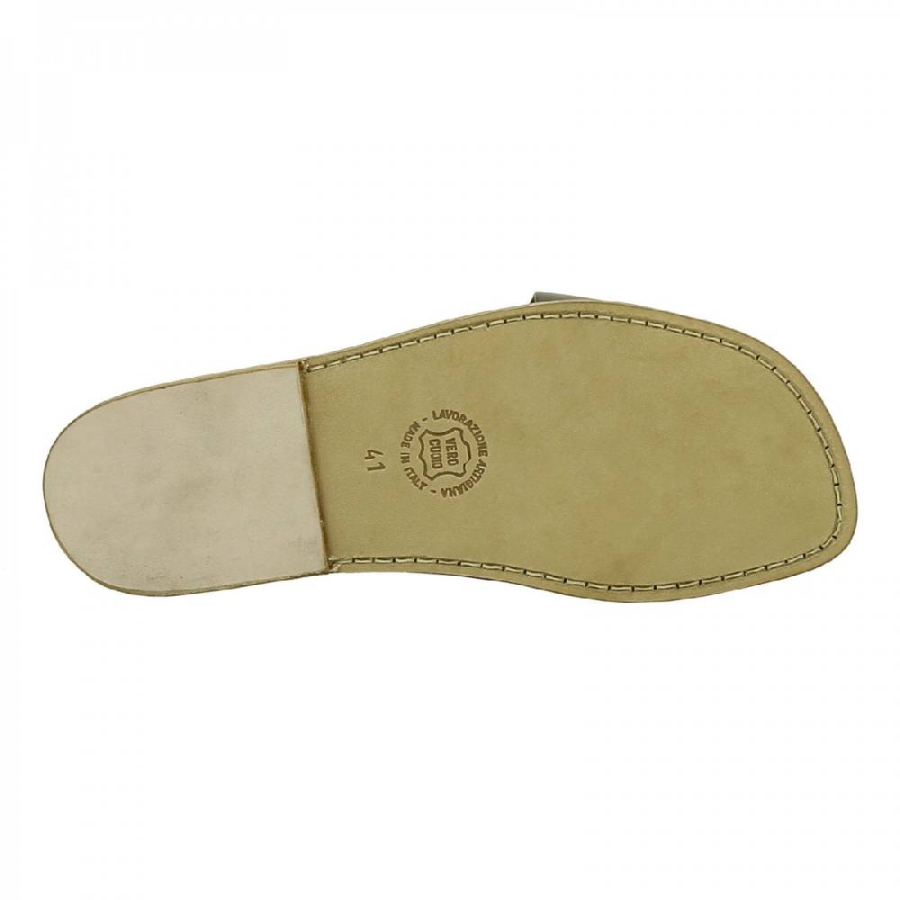 Lartigiano Del Cuoio Ciabatte infradito uomo in pelle color fango artigianali Nuovo