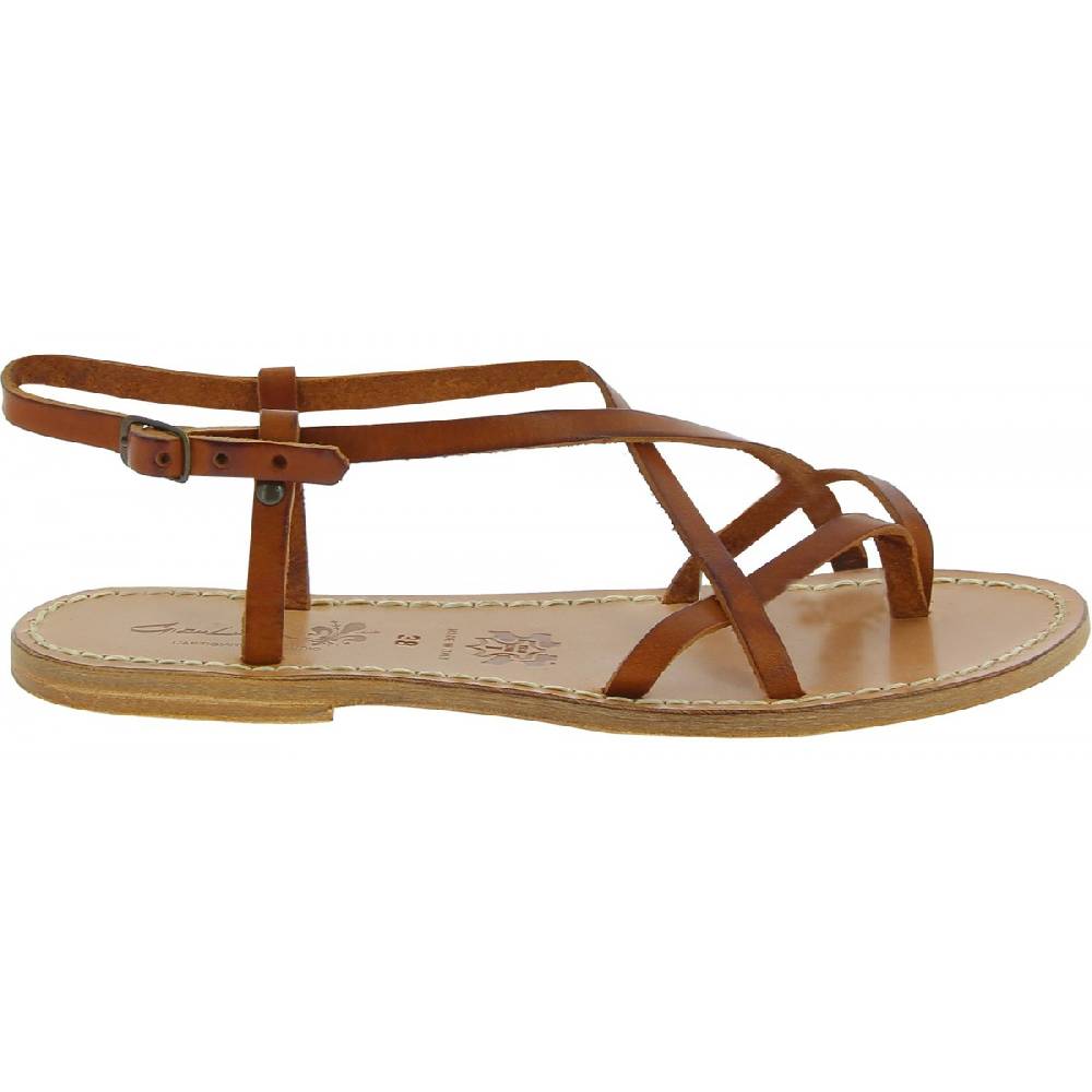 Lartigiano Del Cuoio Sandali da donna in pelle color cuoio fatti a mano Acquista Ora