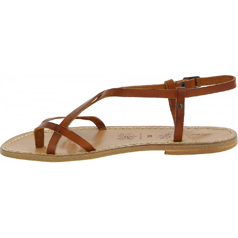 Lartigiano Del Cuoio Sandali da donna in pelle color cuoio fatti a mano Acquista Ora