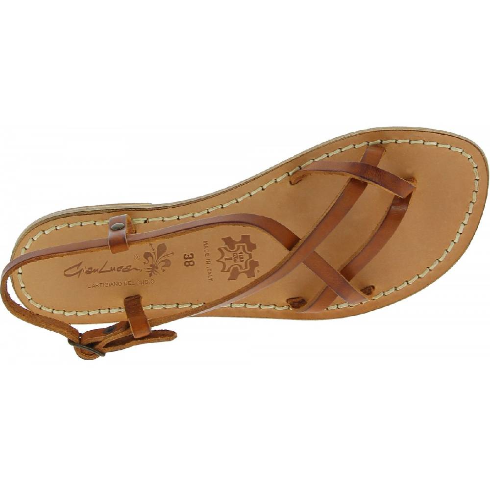 Lartigiano Del Cuoio Sandali da donna in pelle color cuoio fatti a mano Acquista Ora