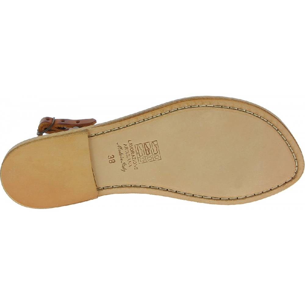 Lartigiano Del Cuoio Sandali da donna in pelle color cuoio fatti a mano Acquista Ora