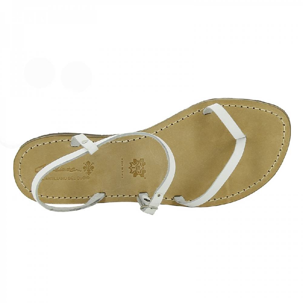 Lartigiano Del Cuoio Sandali infradito bianchi da donna in pelle fatti a mano Fino Al -60%