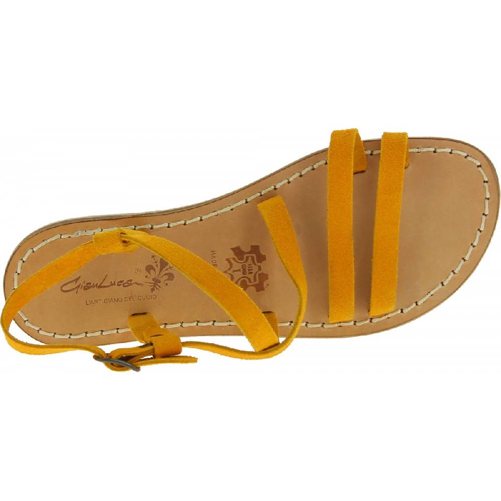 Lartigiano Del Cuoio Sandali donna in pelle nabuk color ocra fatti a mano Solo un giorno rimasto