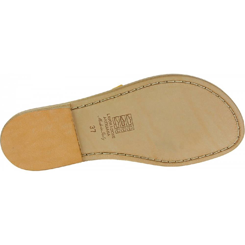Lartigiano Del Cuoio Sandali donna in pelle nabuk color ocra fatti a mano Solo un giorno rimasto
