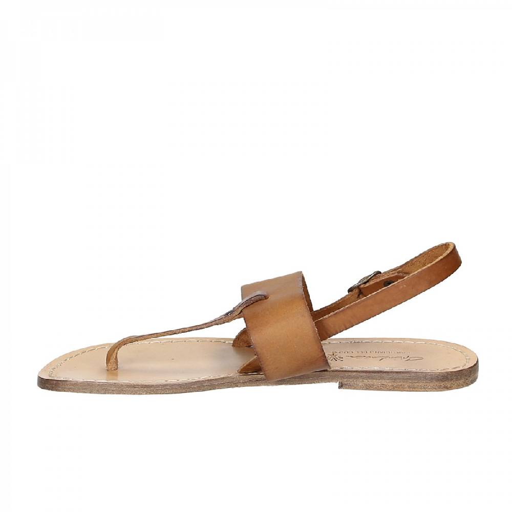 Lartigiano Del Cuoio Sandali infradito donna in pelle marrone Sottocosto