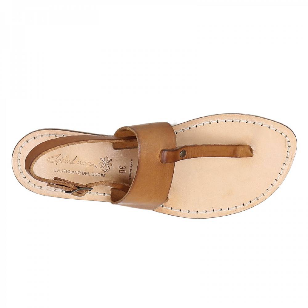 Lartigiano Del Cuoio Sandali infradito donna in pelle marrone Sottocosto