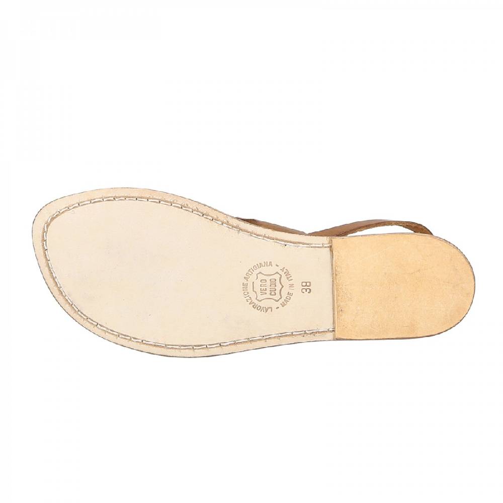Lartigiano Del Cuoio Sandali infradito donna in pelle marrone Sottocosto
