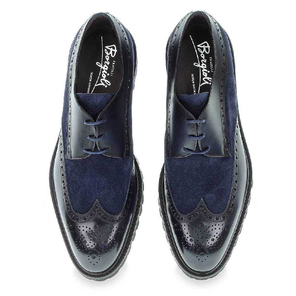 Lartigiano Del Cuoio Derby con coda di rondine in pelle di vitello blu notte - Fratelli Borgioli - Artigianalità Italiana Outlet