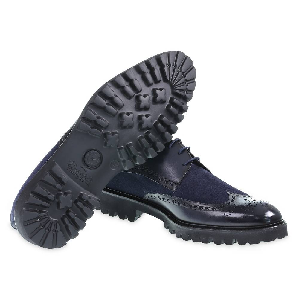 Lartigiano Del Cuoio Derby con coda di rondine in pelle di vitello blu notte - Fratelli Borgioli - Artigianalità Italiana Outlet