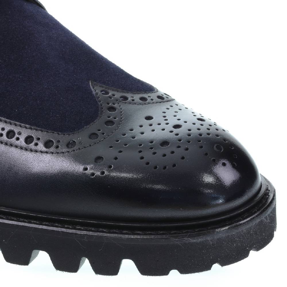 Lartigiano Del Cuoio Derby con coda di rondine in pelle di vitello blu notte - Fratelli Borgioli - Artigianalità Italiana Outlet