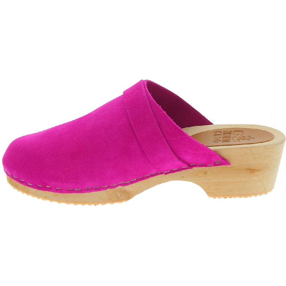 Lartigiano Del Cuoio Zoccoli in legno con tomaia chiusa in pelle scamosciata rosa Italy