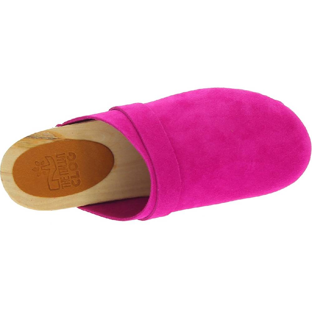 Lartigiano Del Cuoio Zoccoli in legno con tomaia chiusa in pelle scamosciata rosa Italy