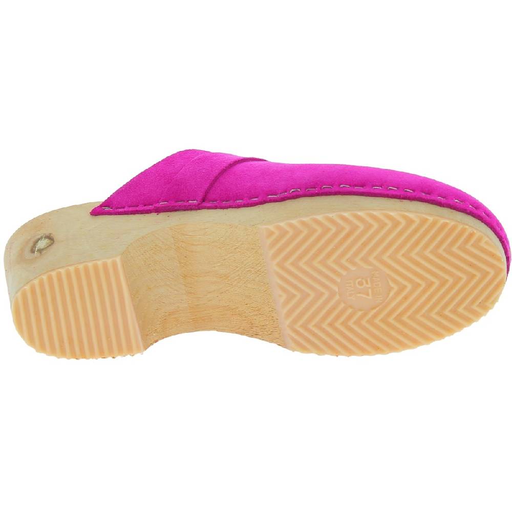 Lartigiano Del Cuoio Zoccoli in legno con tomaia chiusa in pelle scamosciata rosa Italy