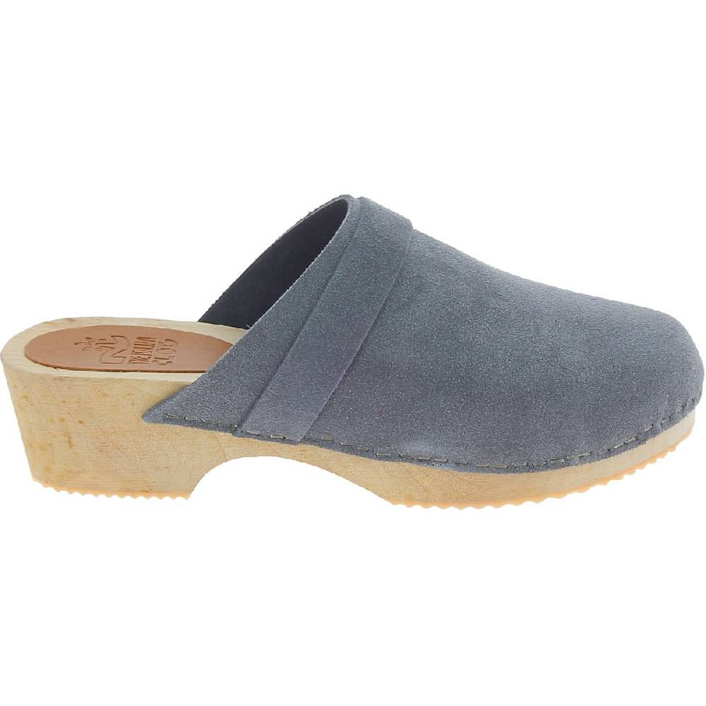 Lartigiano Del Cuoio Zoccoli in legno da donna con tomaia chiusa in pelle scamosciata grigia Italia