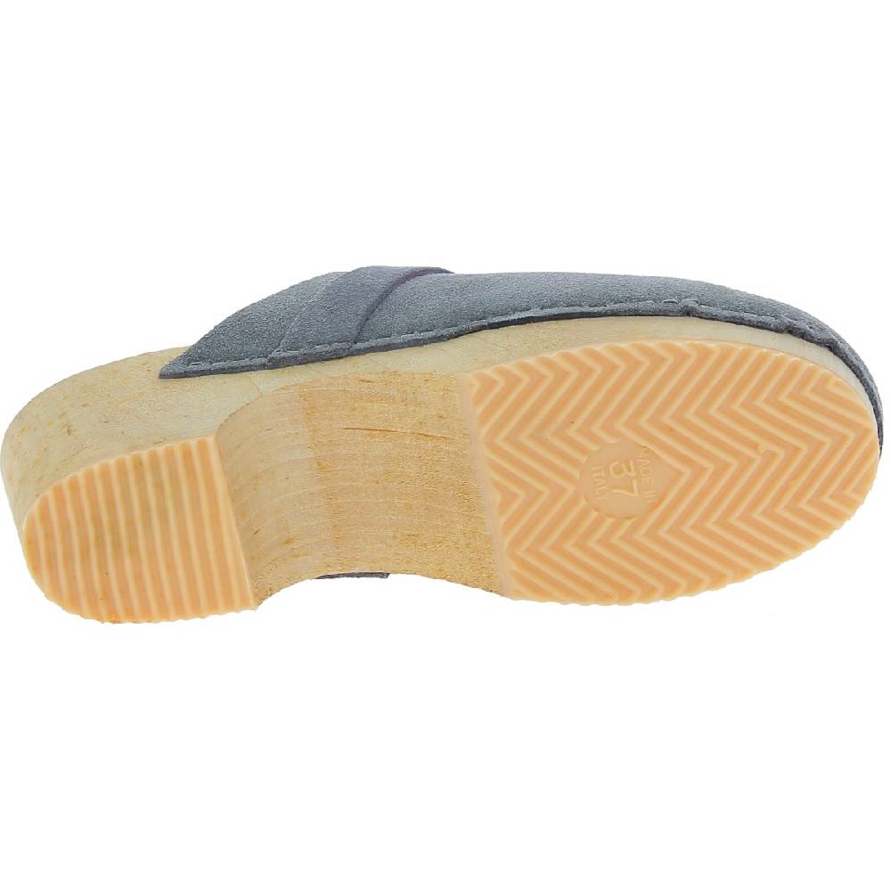 Lartigiano Del Cuoio Zoccoli in legno da donna con tomaia chiusa in pelle scamosciata grigia Italia