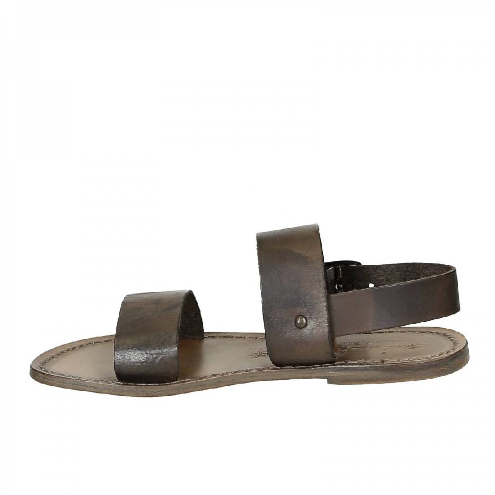 Lartigiano Del Cuoio Sandali francescani donna in pelle color fango artigianali Vendita