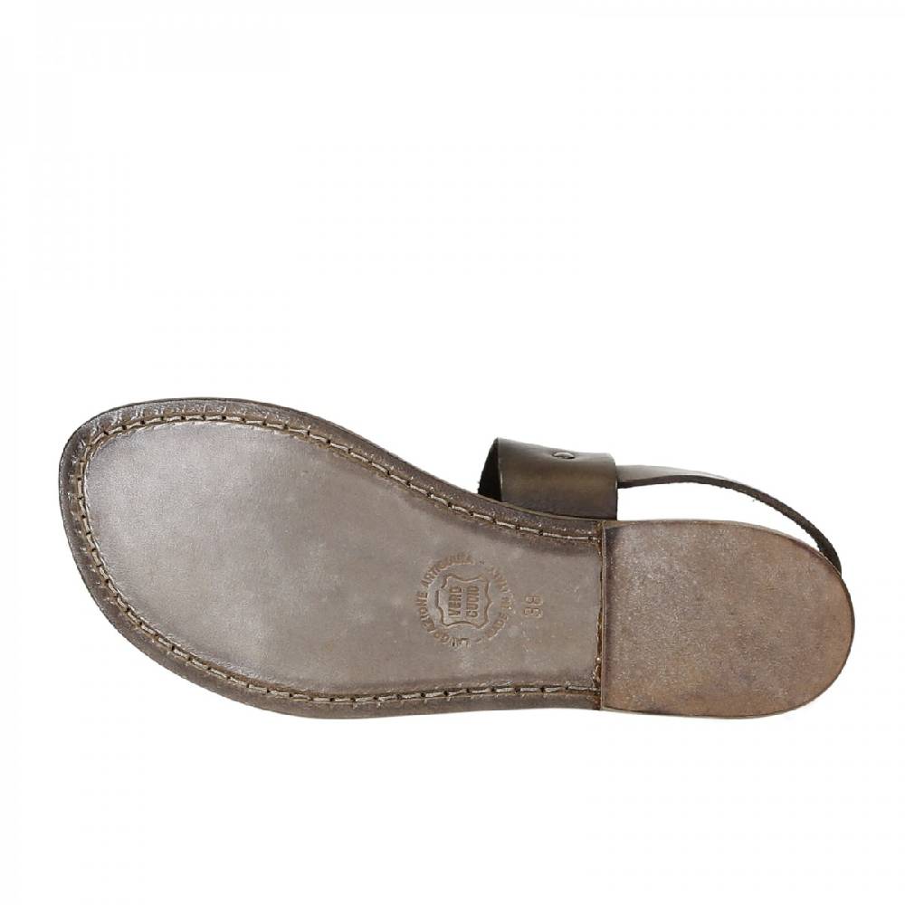 Lartigiano Del Cuoio Sandali francescani donna in pelle color fango artigianali Vendita