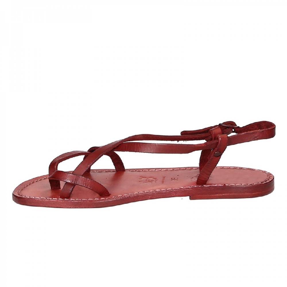Lartigiano Del Cuoio Sandali cuoio artigianali donna in pelle rosso Promozione