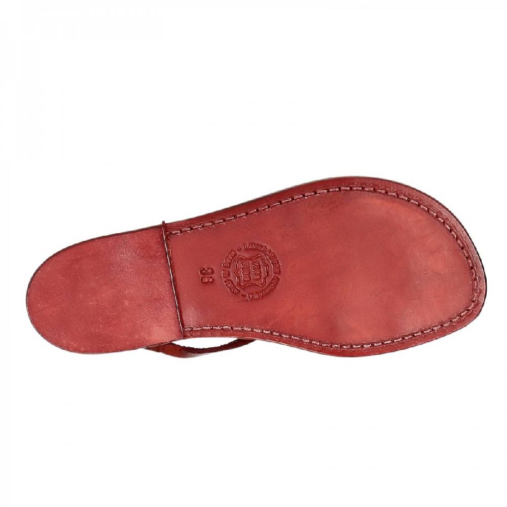 Lartigiano Del Cuoio Sandali cuoio artigianali donna in pelle rosso Promozione