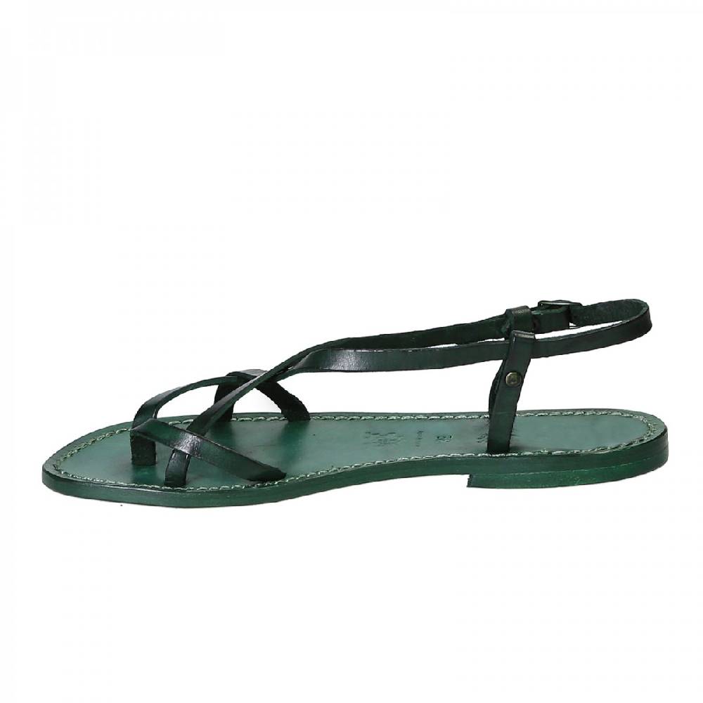 Lartigiano Del Cuoio Sandali cuoio artigianali donna in pelle verde Spedizione Gratuita