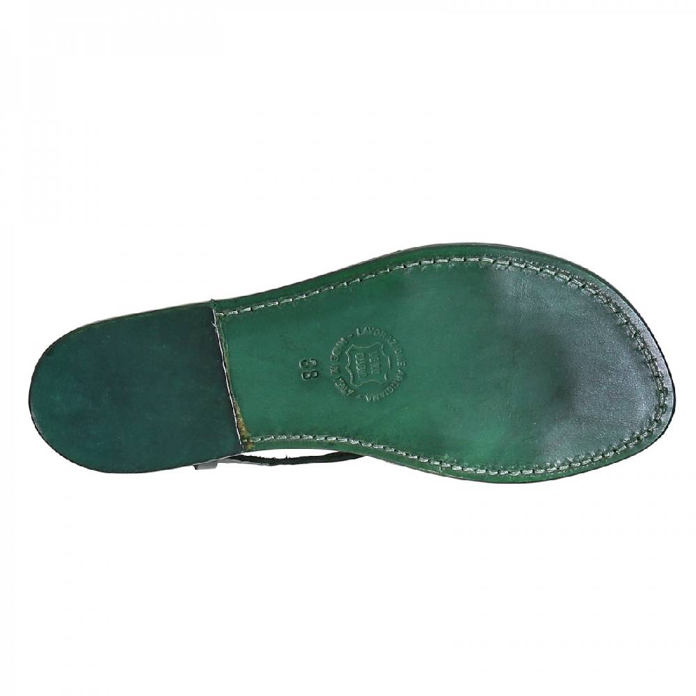 Lartigiano Del Cuoio Sandali cuoio artigianali donna in pelle verde Spedizione Gratuita