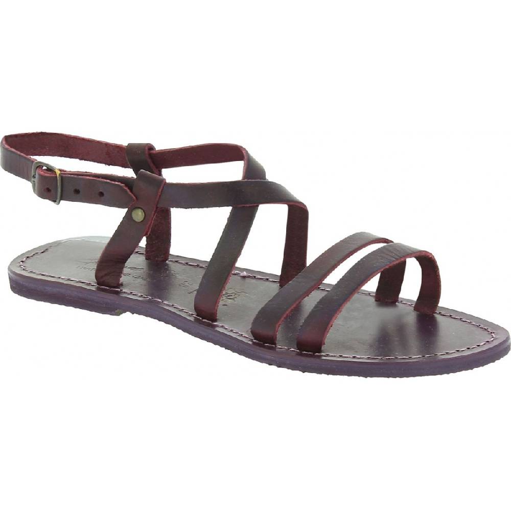 Lartigiano Del Cuoio Sandali donna in cuoio color prugna artigianali