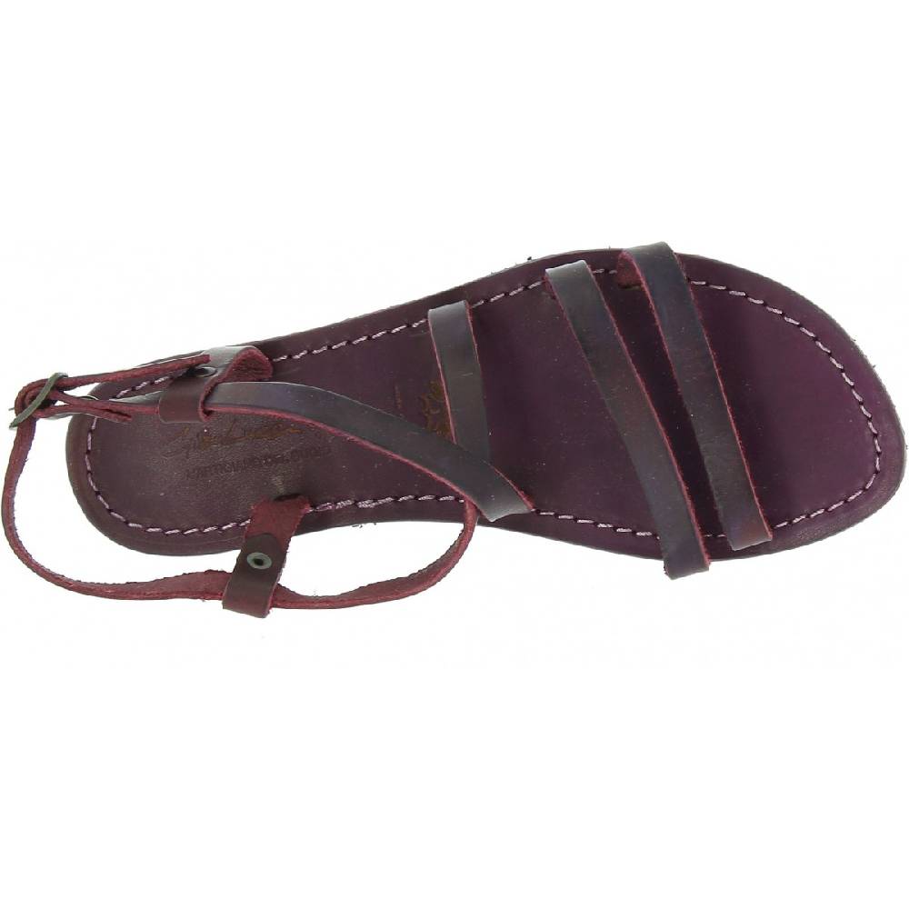 Lartigiano Del Cuoio Sandali donna in cuoio color prugna artigianali Pezzi Unici