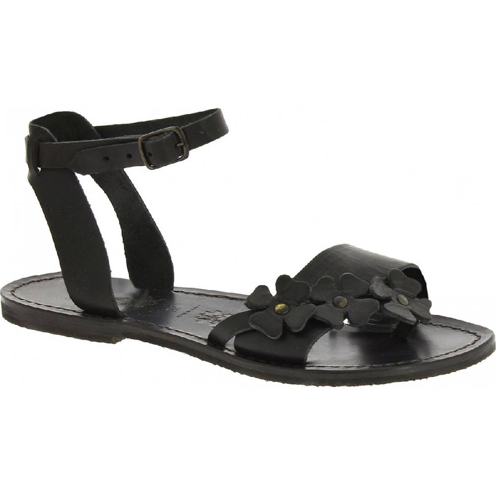 Lartigiano Del Cuoio Sandali bassi donna artigianali in pelle color nero