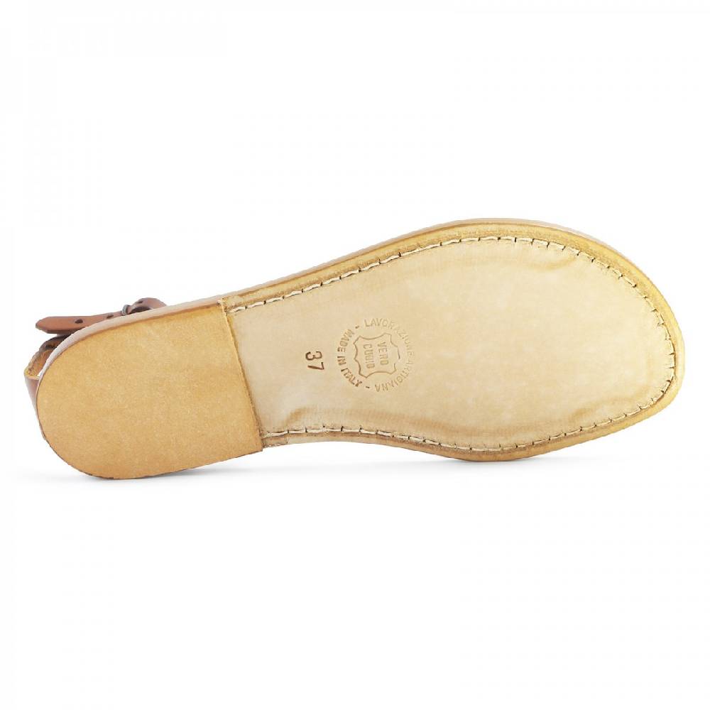 Lartigiano Del Cuoio Sandali infradito donna in pelle bicolore cuoio e argento Negozi Online