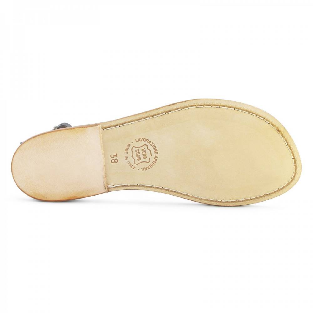 Lartigiano Del Cuoio Sandali infradito donna in pelle bicolore marrone e oro Acquista Ora