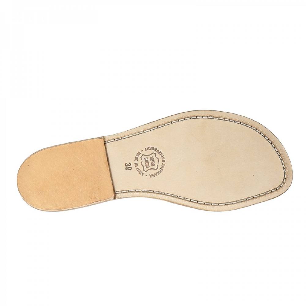 Lartigiano Del Cuoio Sandali schiava bassi da donna in pelle laminata bronzo In Saldo