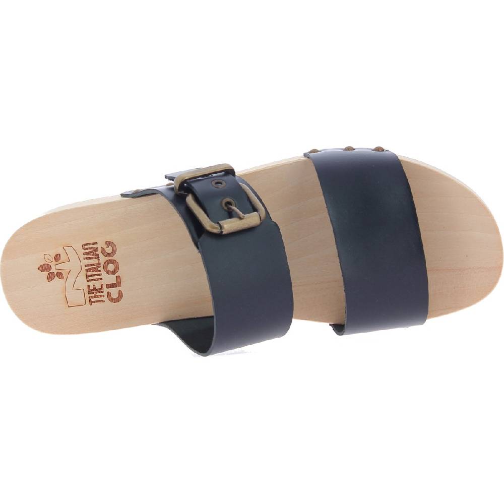 Lartigiano Del Cuoio Zoccoli artigianali da uomo con doppia fascia regolabile in pelle nero Shopping Online
