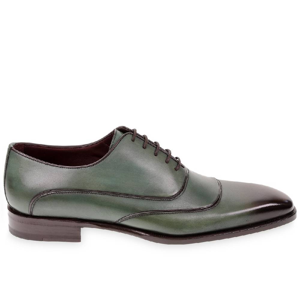 Lartigiano Del Cuoio Scarpe oxford da uomo in pelle verde tinta a mano da Fratelli Borgioli