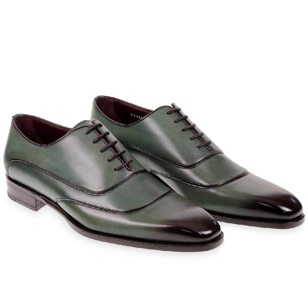 Lartigiano Del Cuoio Scarpe oxford da uomo in pelle verde tinta a mano da Fratelli Borgioli Prezzo Ridotto