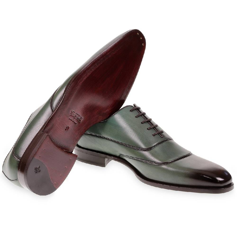 Lartigiano Del Cuoio Scarpe oxford da uomo in pelle verde tinta a mano da Fratelli Borgioli Prezzo Ridotto